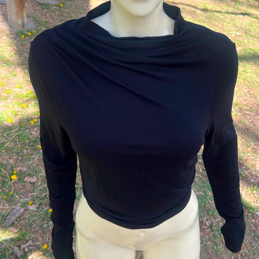 Free People Black Long Sleeve Top
